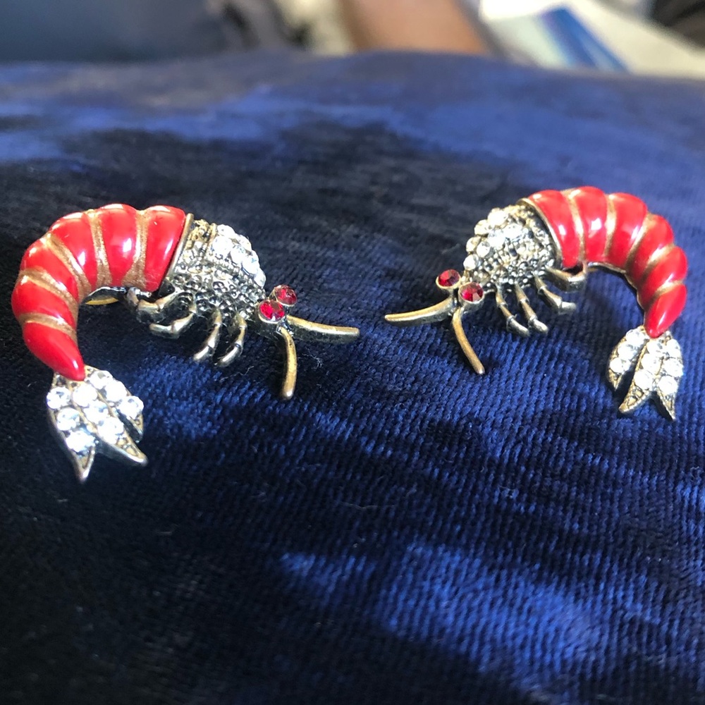 Red gold and rhinestone Betsey Johnson, shrimp airings